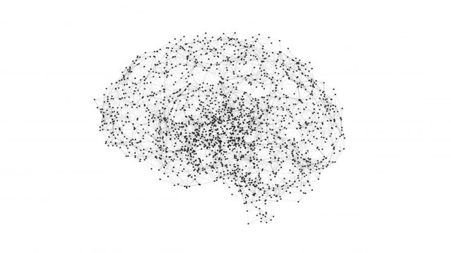 Artificial Intelligence - Building Neural Network - Net shaped brain connected dots on white background 4K seamless loop multi colour	