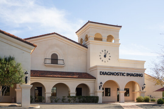 Gilbert, Arizona USA - January 2, 2021: Front of beautiful hospital or emergency center with words Diagnostic Imaging