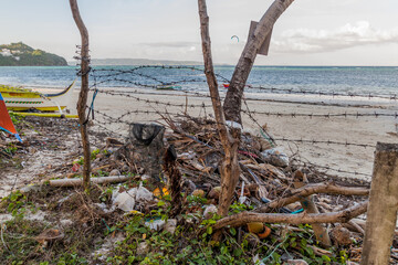 Barbed wire at the Bulabog Beach on Boracay island, Philippines