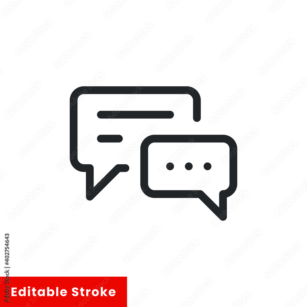 Poster chat bubble line icon for web template and app. editable stroke vector illustration design on white 