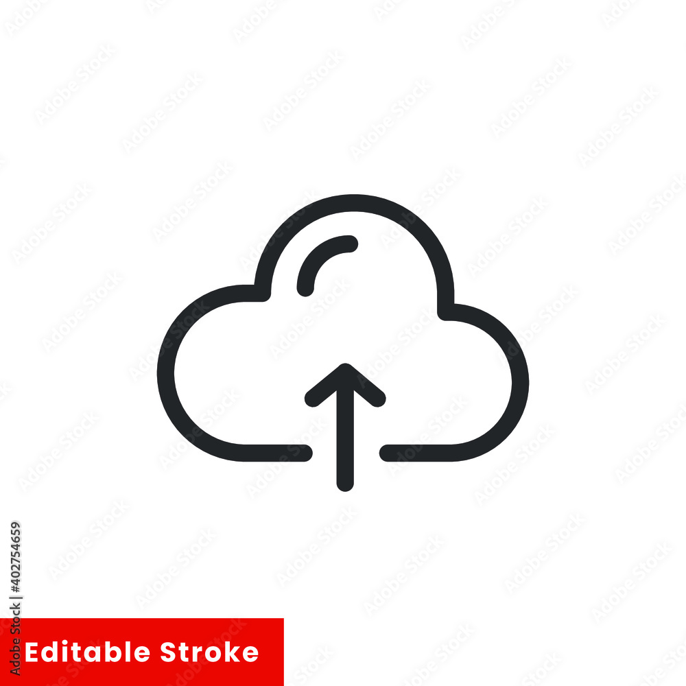 Poster cloud computing upload line icon for web template and app. editable stroke vector illustration desig