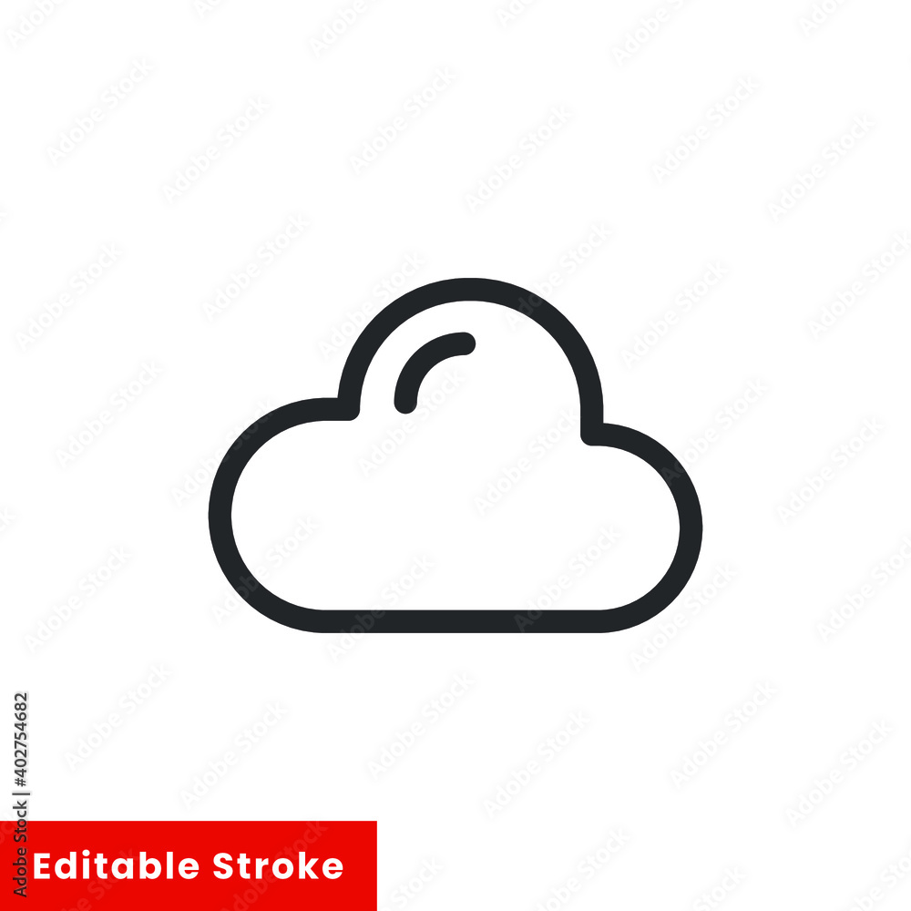 Poster cloud line icon for web template and app. editable stroke vector illustration design on white backgr