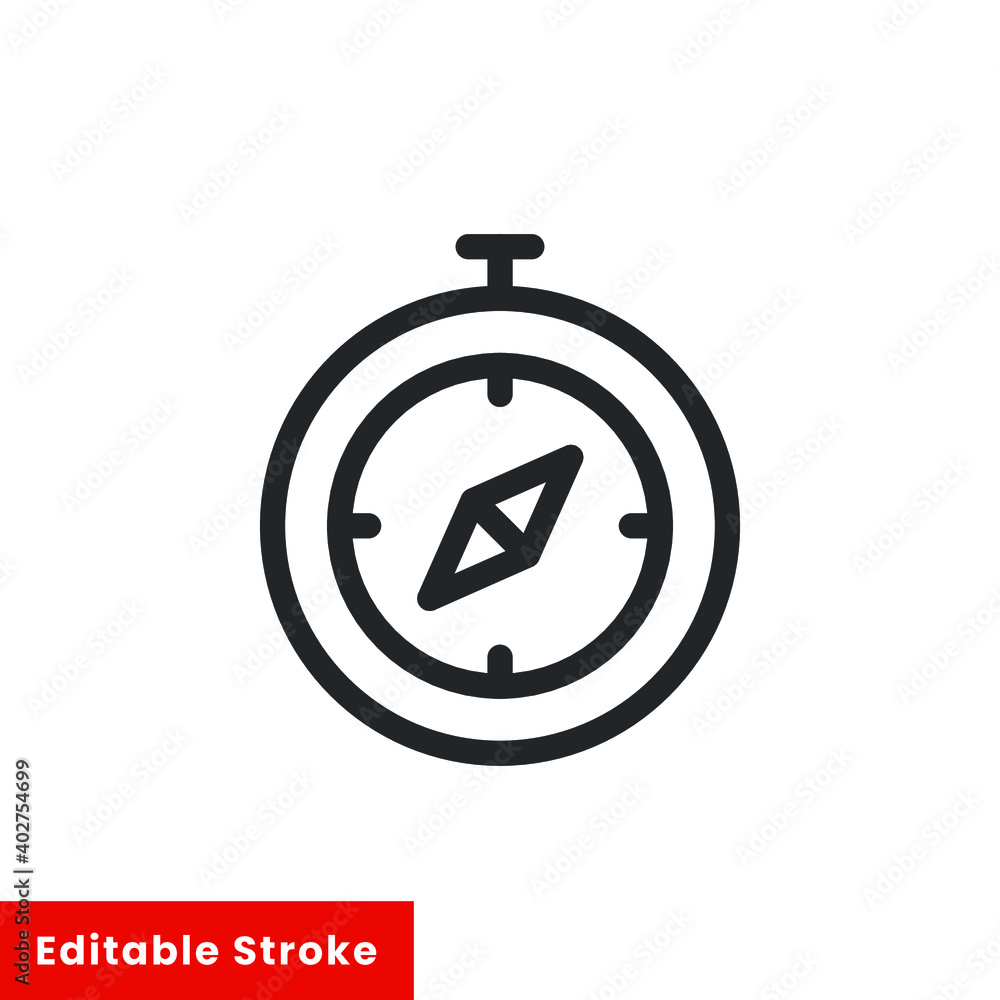 Poster compass line icon for web template and app. editable stroke vector illustration design on white back