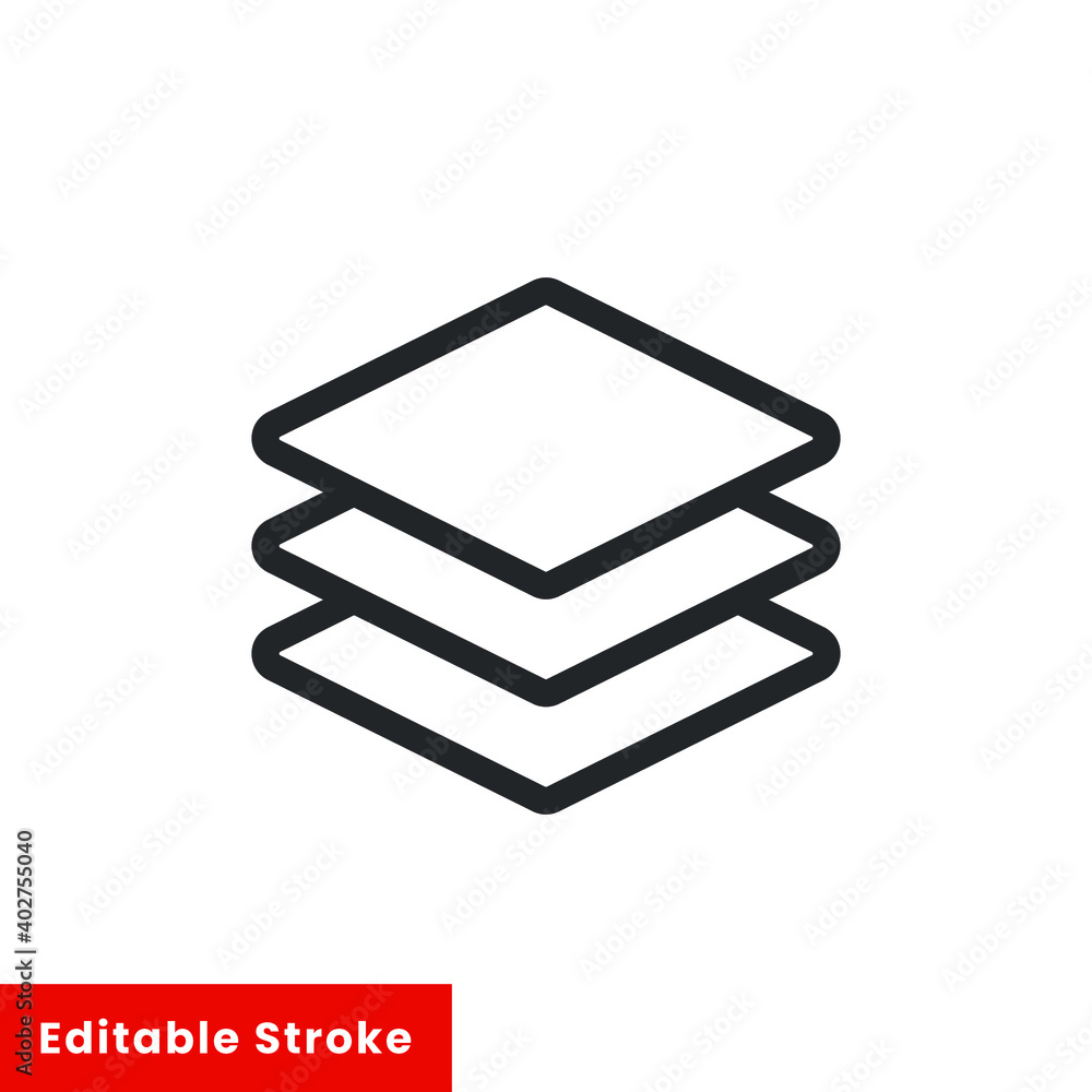 Aufkleber layer line icon for web template and app. editable stroke vector illustration design on white backgr