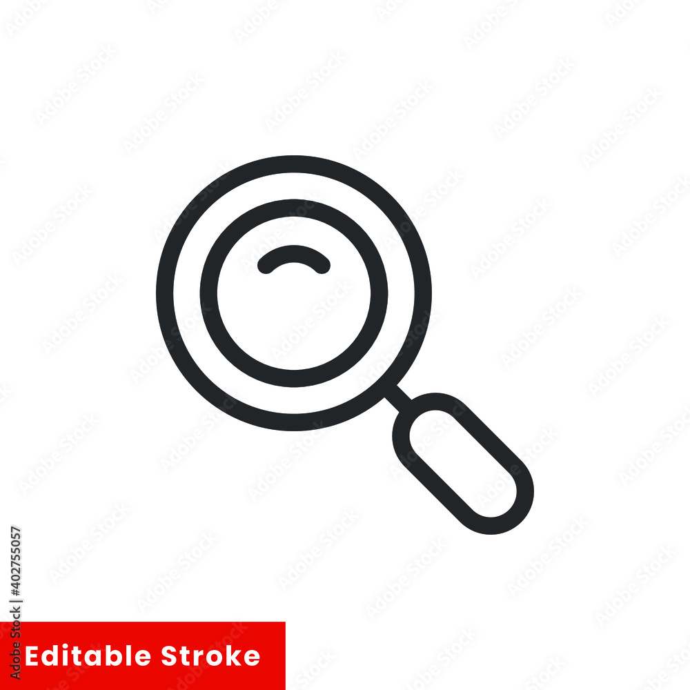 Poster loupe line icon for web template and app. editable stroke vector illustration design on white backgr