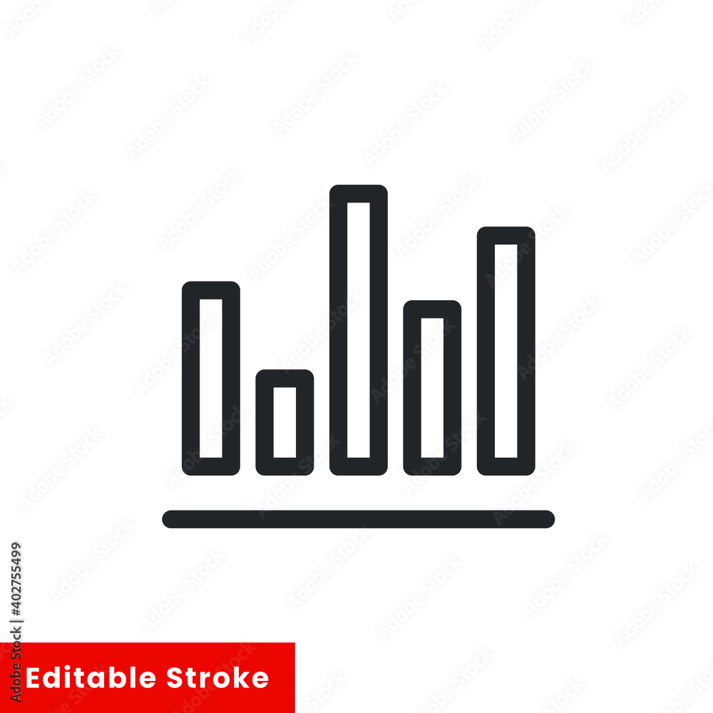 Poster bar chart line icon for web template and app. editable stroke vector illustration design on white ba