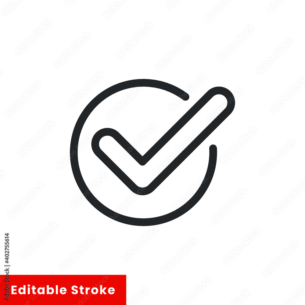 Poster checked line icon for web template and app. editable stroke vector illustration design on white back