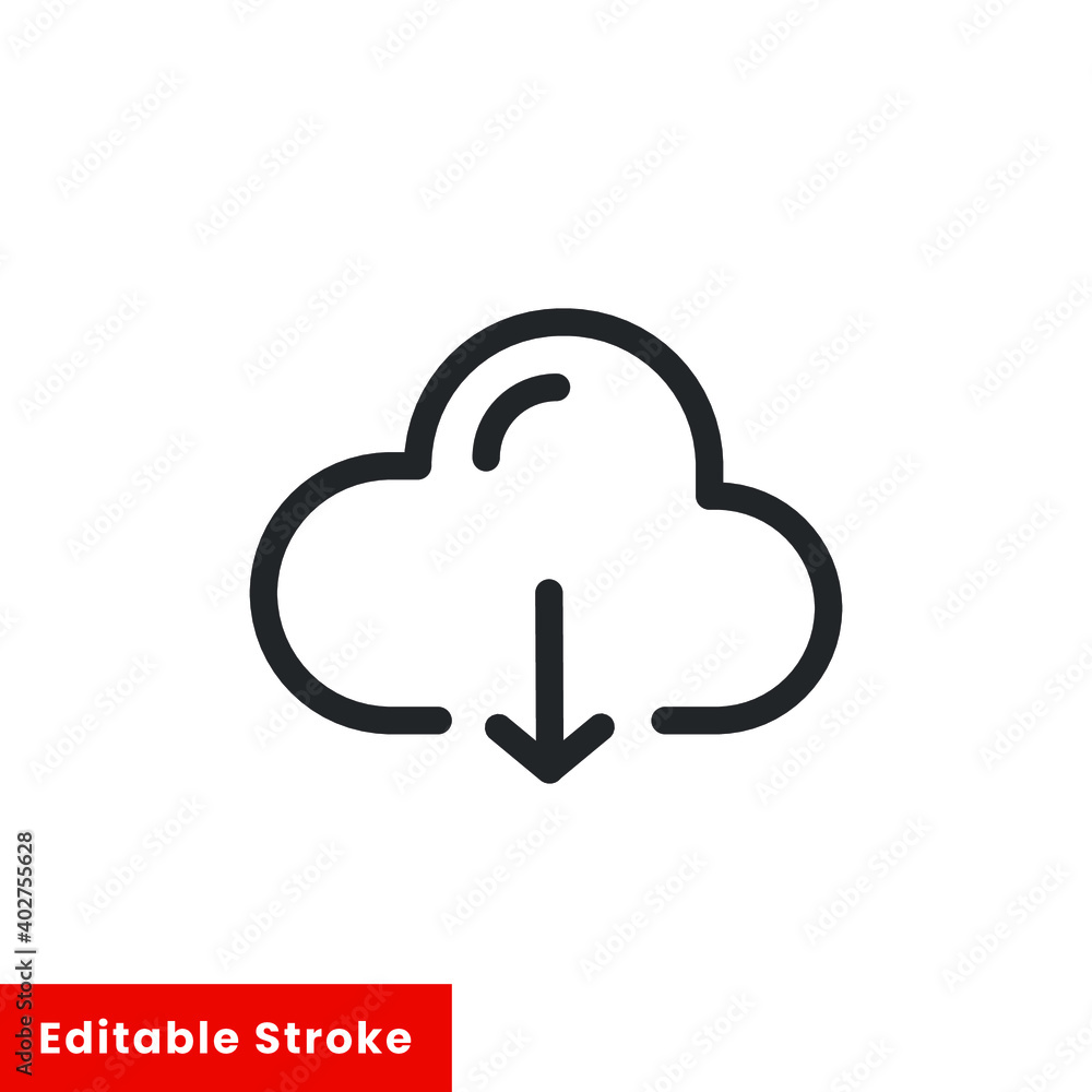 Poster cloud computing download line icon for web template and app. editable stroke vector illustration des