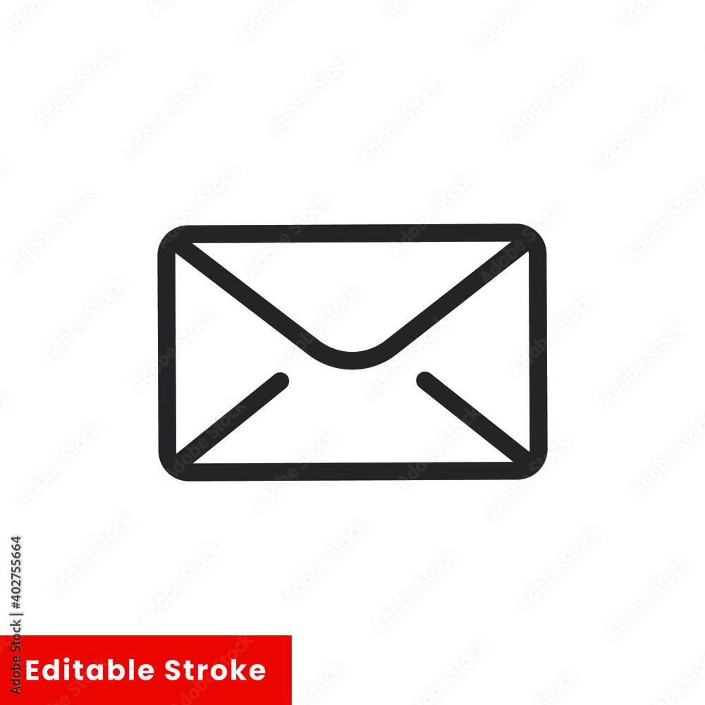 Poster envelope line icon for web template and app. editable stroke vector illustration design on white bac