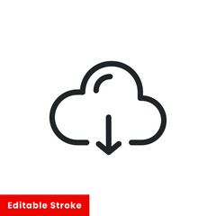 Cloud computing download line icon for web template and app. Editable stroke vector illustration design on white background. EPS 10