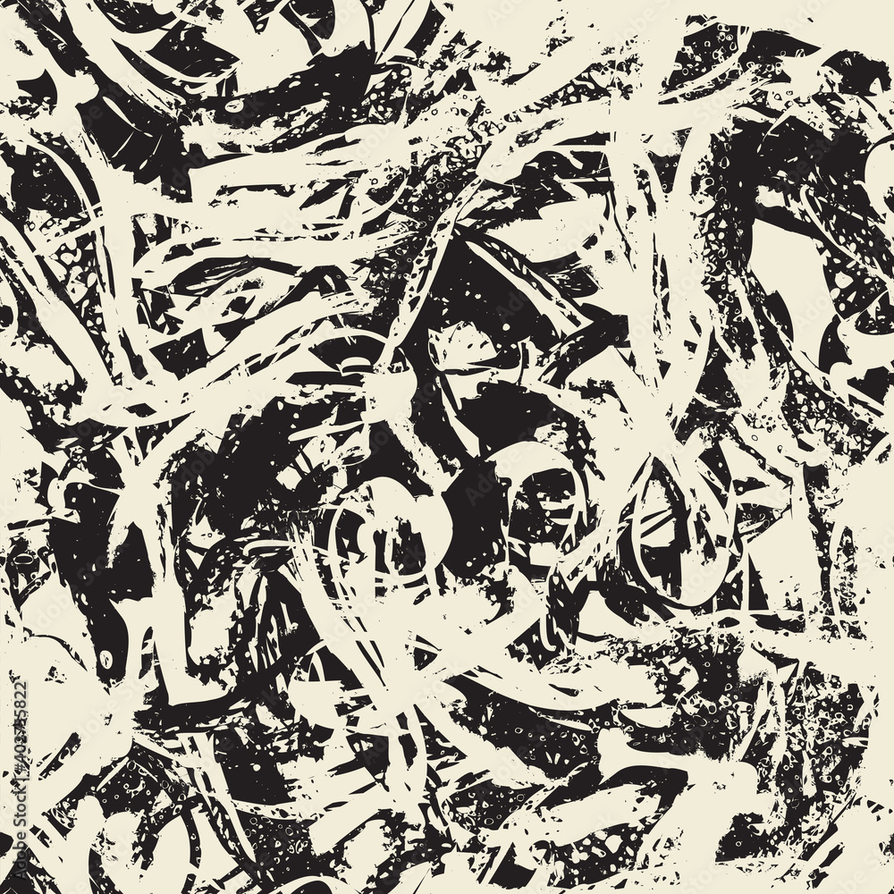 Poster abstract seamless pattern with random brush strokes, scribbles and spots in a grunge style. modern a