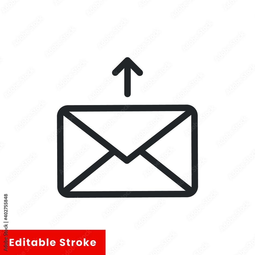 Poster message sent line icon for web template and app. editable stroke vector illustration design on white