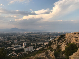 Beautiful and colorful sunset with cloud in the mountain