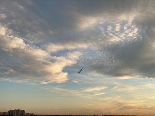 Beautiful and colorful sunset with cloud in the beach