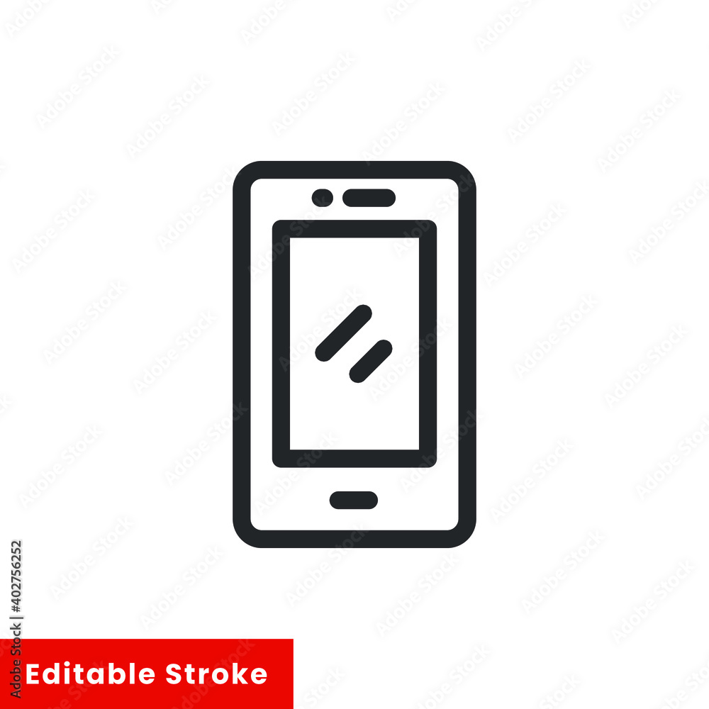 Poster smartphone line icon for web template and app. editable stroke vector illustration design on white b