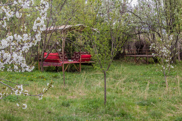 Garden restaurant in Alamut valley in Iran