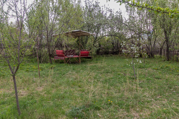 Garden restaurant in Alamut valley in Iran