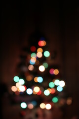 Christmas tree out of focus. the colored circles