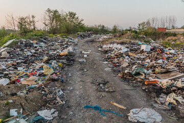 Road through a landfill in Rasht, Iran