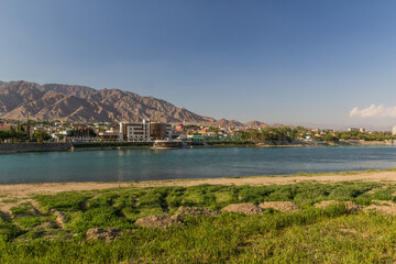 River Syr Darya in Khujand, Tajikistan