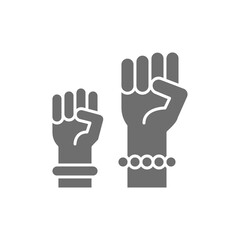 Feminism protest symbol, women power grey icon.