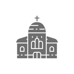 Church, cathedral gray icon. Isolated on white background