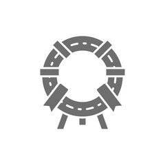 Vector memorial wreath, funeral ceremony gray icon.