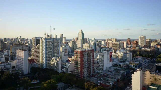 timelapse of sunset with highrises of Buenos Aires city