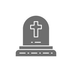 Obraz premium Tombstone with christian cross, grave, gravestones gray icon.