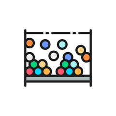 Children pool with colorful balls, playground flat color line icon.