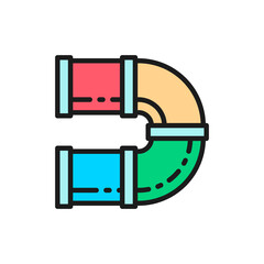 Vector curved tunnel for playground flat color line icon.