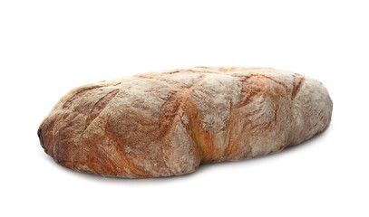 Loaf of delicious fresh bread isolated on white