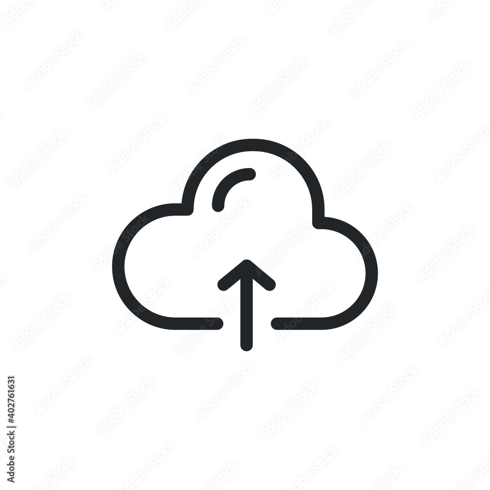 Poster cloud computing, upload data line icon for web template and app. vector illustration design on white