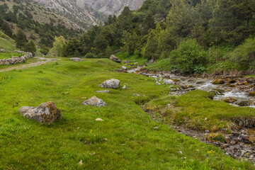 Fototapeta na wymiar Urech stream near Artuch in Fann mountains, Tajikistan