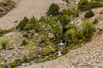 Small waterfall near Artuch in Fann mountains, Tajikistan