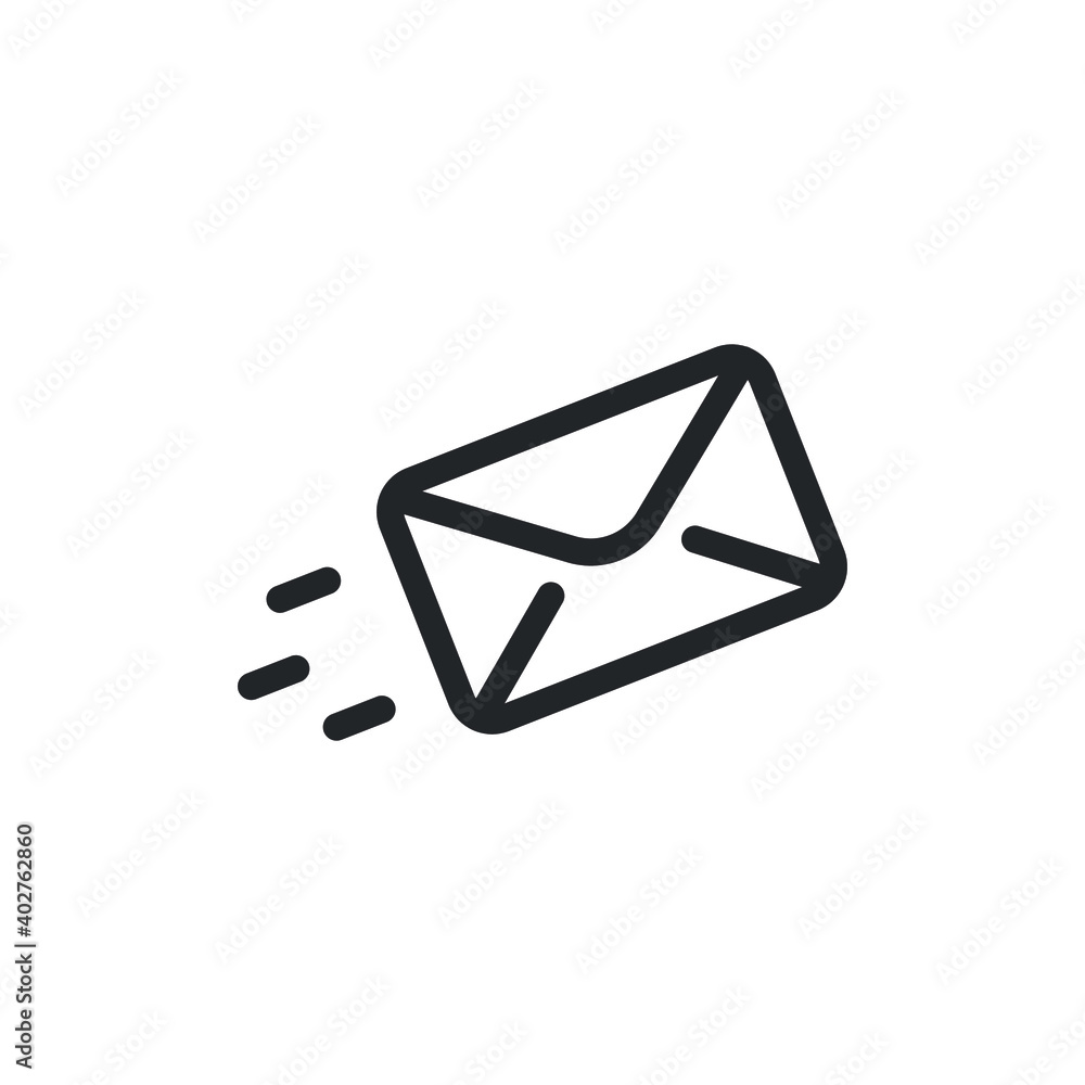 Poster send message, email line icon for web template and app. vector illustration design on white backgrou