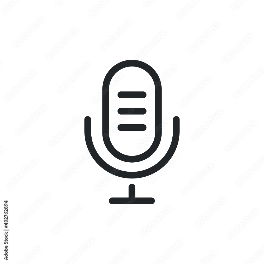 Poster microphone line icon for web template and app. vector illustration design on white background. eps 1