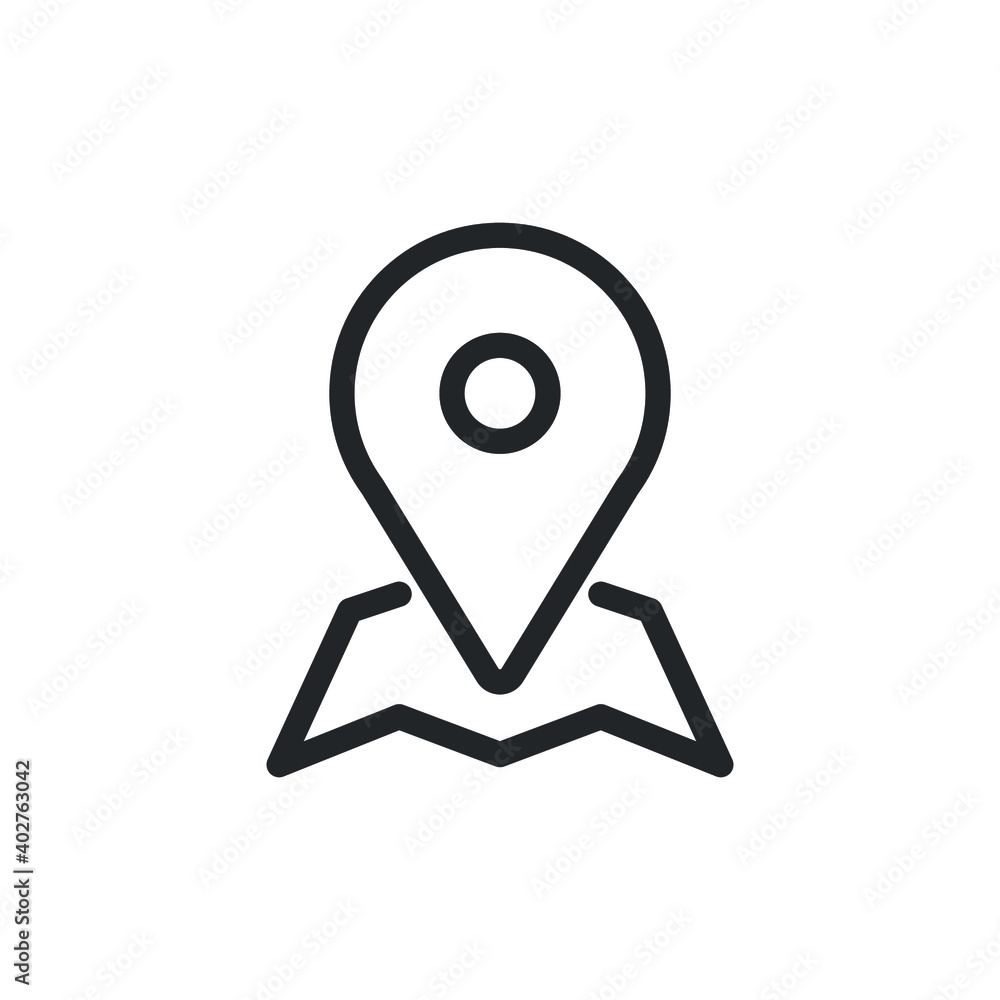 Poster placeholder, map location pin line icon for web template and app. vector illustration design on whit
