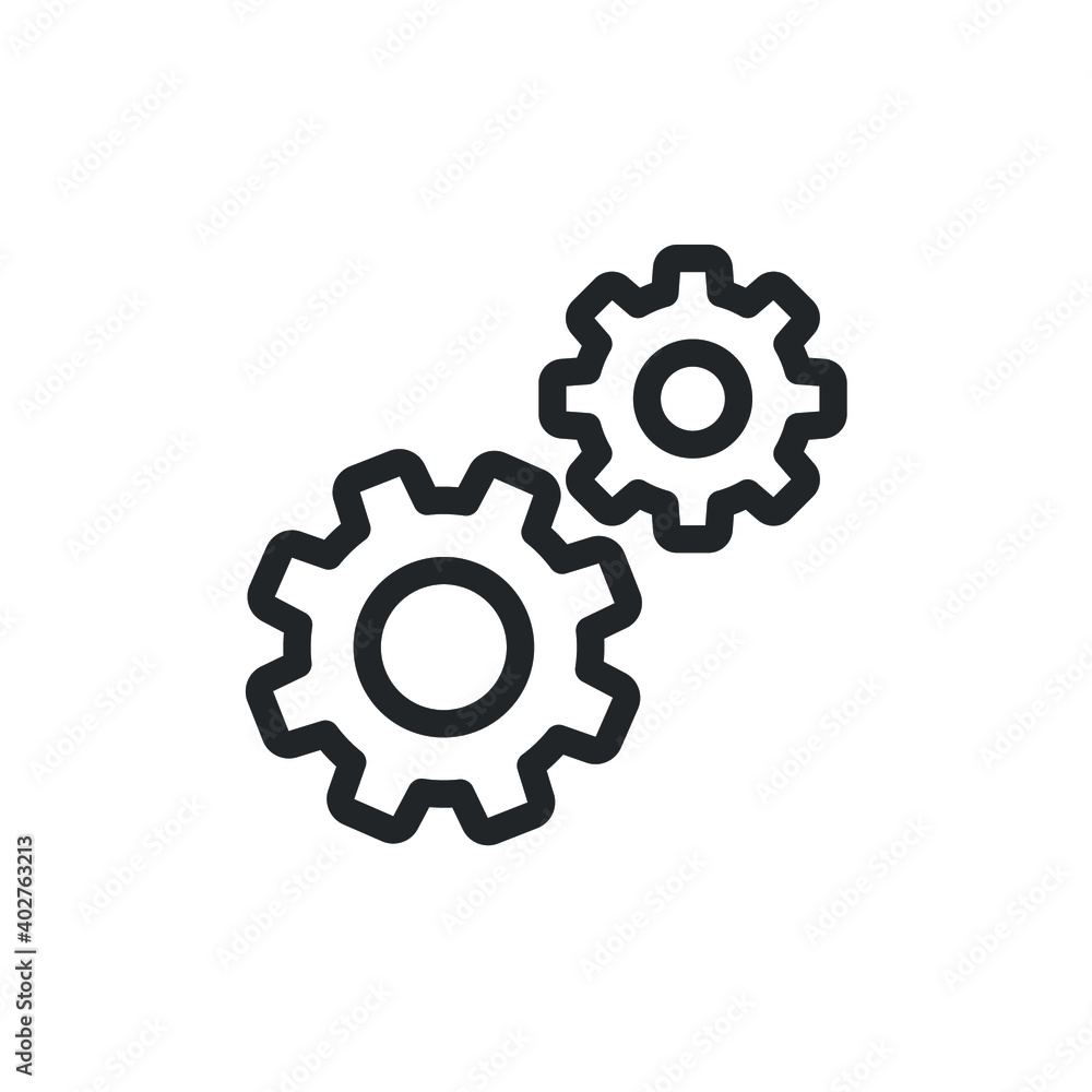 Aufkleber setting gear concept line icon for web template and app. vector illustration design on white backgro