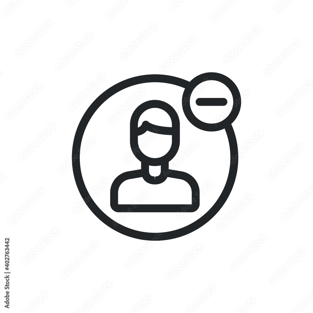 Poster remove user line icon for web template and app. vector illustration design on white background. eps 