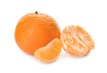 Fresh tangerines on white background. Citrus fruit