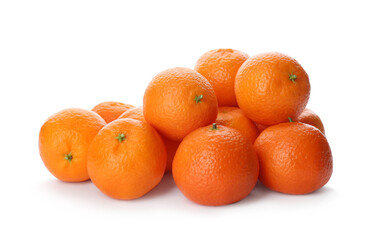 Fresh tangerines on white background. Citrus fruit