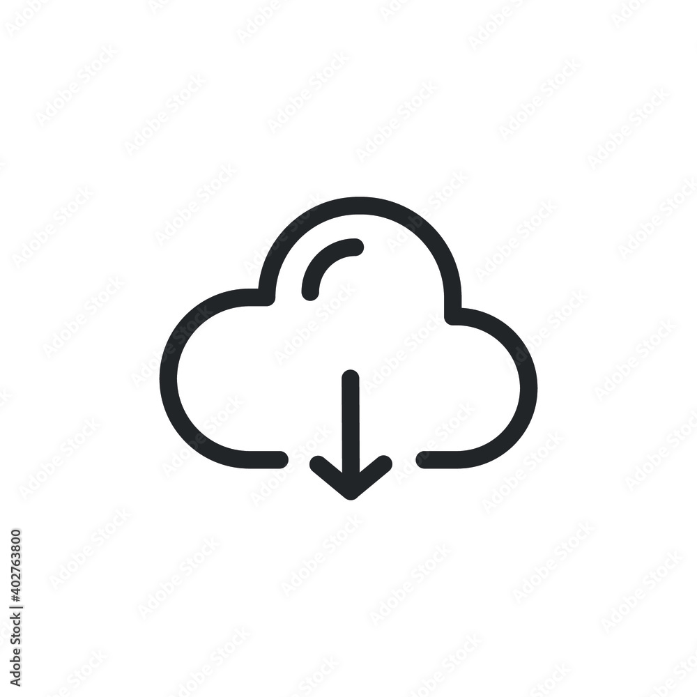 Poster cloud computing download line icon for web template and app. vector illustration design on white bac