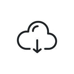Cloud computing download line icon for web template and app. Vector illustration design on white background. EPS 10