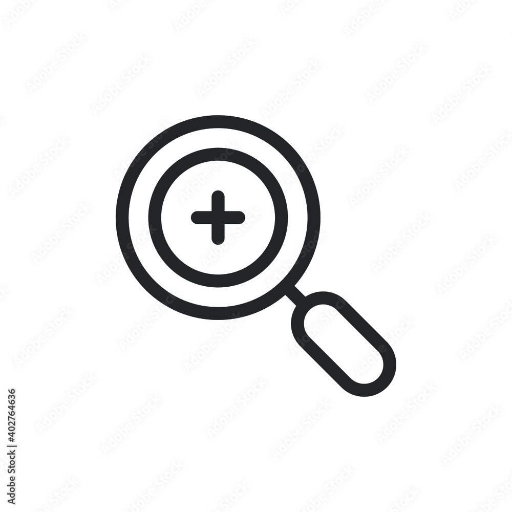 Poster zoom in, magnifying line icon for web template and app. vector illustration design on white backgrou