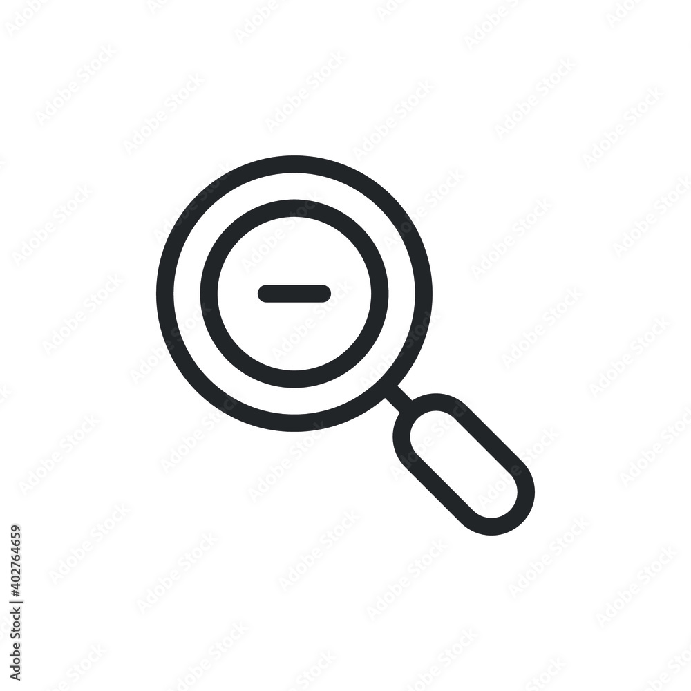 Poster zoom out, magnifying line icon for web template and app. vector illustration design on white backgro