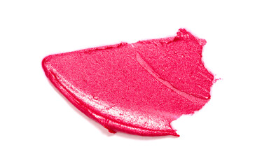 Single Smear of Lipstick and Lip Gloss Swatch on a White Background