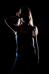 Fototapeta na wymiar Studio fashion silhouette portrait