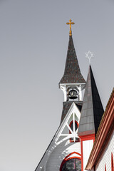 Fototapeta na wymiar Jewish and Christian church towers in Leadville, Colorado