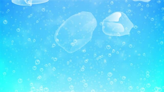 炭酸飲料をイメージした水色の背景映像素材（氷あり）